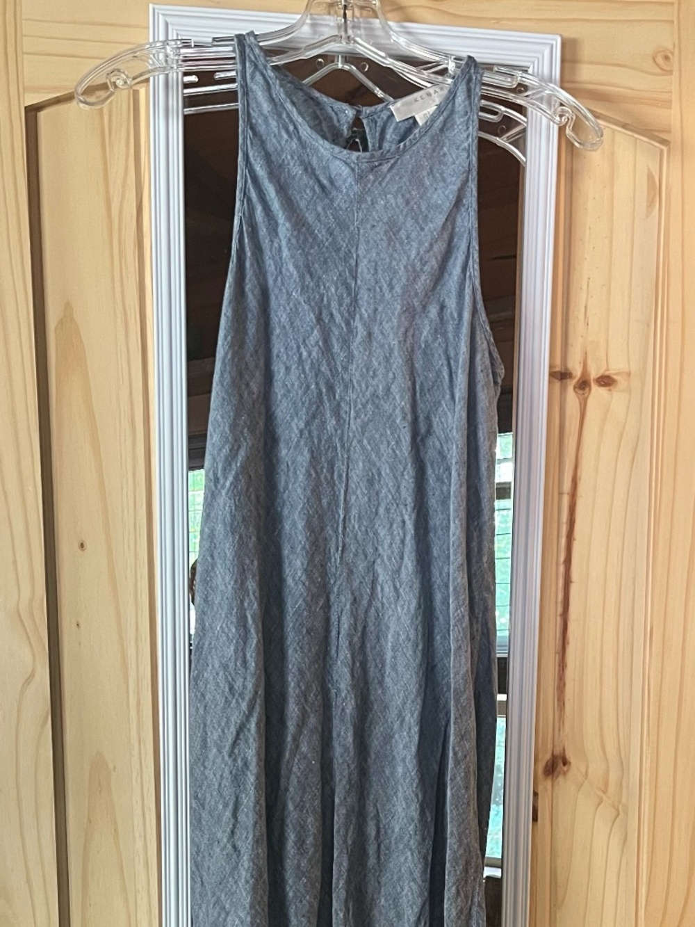 Kenar Elegant Blue Pure Linen Maxi Dress